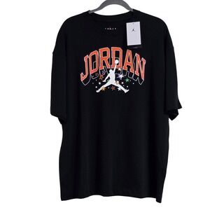 Jordan Brand T-Shirt Women's Medium Black Oversized Graphic Jumpman New